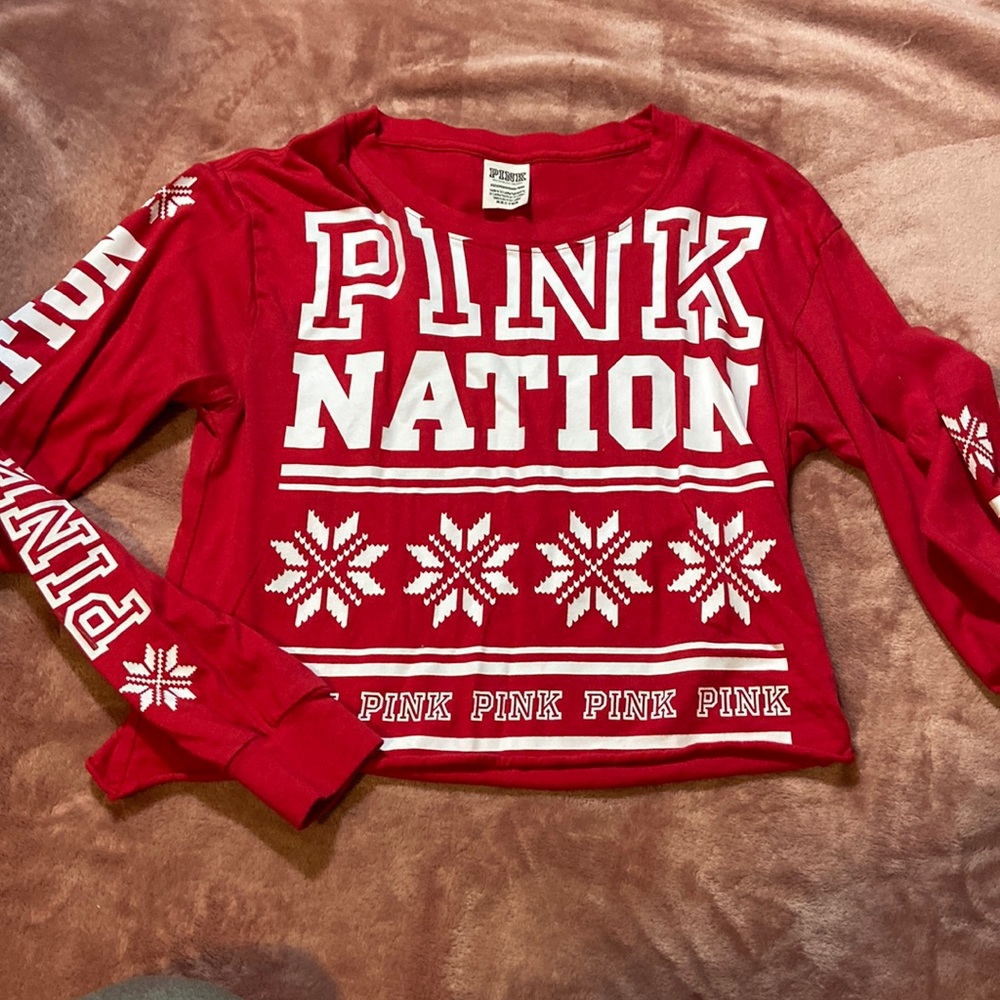 PINK long sleeve cropped top